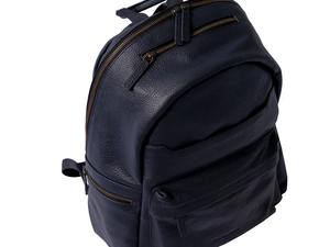 Sac à dos unisexe minimaliste en cuir véritable bleu marine avec fermeture éclair, sac pour ordinateur portable de 15 pouces, professionnel, pour le travail, les voyages, durable - Product Image 5