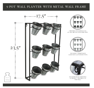 ชุดตกแต่งผนังกระถาง9ใบแบบทันสมัยพร้อมกรอบโลหะแขวนแนวตั้งอุปกรณ์ตกแต่งผนังสำหรับงานวันเกิด - Product Image 2