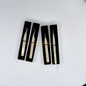 Pinzas de extensión de pestañas de fibra con punta curva y agarre de diamante, de alta calidad, para aislamiento/boot/90, con recubrimiento en polvo nude, instrumentos de belleza - Product Image 5
