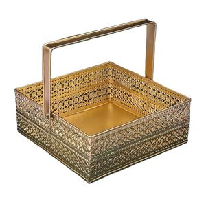 Panier cadeau multifonction indien fini doré Panier de mariage Panier en fil métallique doré pour retour de cadeau au prix de gros - Product Image 1