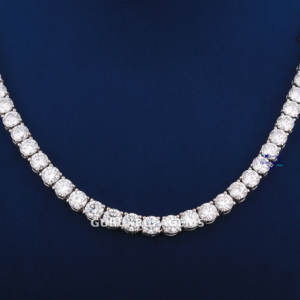 สร้อยเทนนิสทองคำขาว 14k ล่าสุด ขนาด 6.5 มม. สไตล์คลาสสิก เพชรทรงคลาสสิก คุณภาพ VVS ผลิตจากเพชรเลี้ยงในห้องปฏิบัติการ ชุบโรเดียม เหมาะสำหรับงานแต่งงาน - Product Image 4