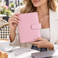 Couverture de carnet organisateur A5 personnalisée, finition rose grainée, fermeture à sangle, fournisseur en gros de carnets de bureau OEM ODM