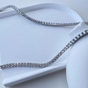 Lujo IGI certificado 14K oro helado diamante tenis collar 925 Plata moissanite corte redondo enlace tenis cadena para Unisex - Product Image 3