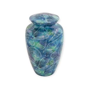 Elegant Deep Blue and Silver Keepsake Urn with <b>Textured</b> Finish and Artistic Memorial Style - Product Image 4