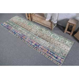 พรมตุรกีขนาด 2.3x7.2 ฟุต ลายดอกไม้สีน้ำเงิน พรมวินเทจทำจากขนสัตว์ - Product Image 4