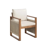 Ensemble de meubles de salle à manger d'extérieur écologiques et confortables au design moderne, 6 chaises de jardin en bois d'acacia avec accoudoirs, hôtel, appartement