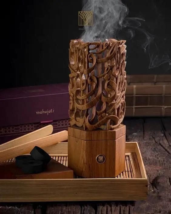 नक़्क़ाशी लकड़ी बर्नर mabkhara लोहे से बना हस्तकला उत्पाद के लिए गृह सजावट टेबल सजावट और gifting मद भी दे इस पर किसी भी हे