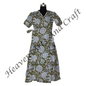 Kimono de algodón Albornoz Bloque de mano Estampado floral Kimono Vestido Mujer Ropa de dormir Albornoz para verano - Product Image 6