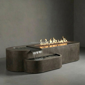 Fuente de Agua Contemporánea de Acero Inoxidable con Diseño de Llama de Fuego y Cascada para Jardín y Paisajismo Exterior - Product Image 4