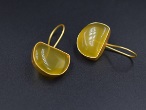 <b>Earring</b> trendy <b>fashion</b> <b>earring</b> Manufacturer Supplier 18k Gold Plated Stainless Natural Stone Round Stone <b>Earrings</b> - Product Image 2