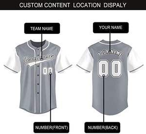Nueva camiseta de béisbol Unisex, camisa gris con botones y nombre personalizado y número, uniforme deportivo de softbol, impresión por sublimación - Product Image 5