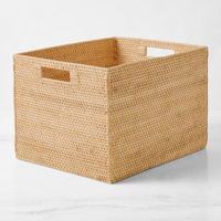 Ensemble de boîtes de rangement en rotin naturel tissé à la main paniers d'organisation en osier durables avec poignées pour étagères, garde-manger et décoration intérieure