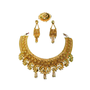 ชุดแหวนต่างหูสร้อยคอชุบทอง22K พร้อมเครื่องประดับเจ้าสาวแบบดั้งเดิม - Product Image 2