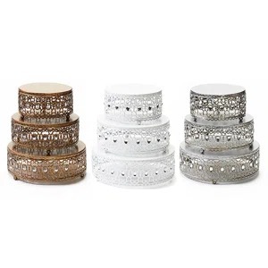 Supports à gâteau en métal glamour avec accents de bijoux | Ensemble de plateaux à dessert à plusieurs niveaux - Product Image 2