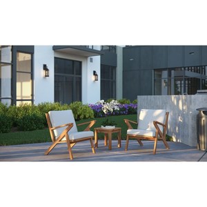 Sillas de Exterior de Madera de Teca Sólida Arran con Brazos Acolchados, Muebles Modernos para Patio con Acabado Natural para Casas, Hoteles y Villas - Product Image 6
