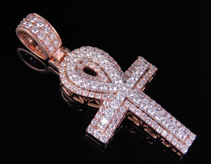 Elegant S925 <b>Sterling</b> <b>Silver</b> <b>Cross</b> Pendant <b>Necklace</b> With Round Cut Moissanite Diamond Hip Hop Style - Product Image 1
