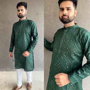 Nouvelle Collection Heavy Banglori Silk With Mirror Work Both Side Designer Mens Kurta for Party and Festival Wear - Product Image 6