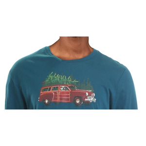 <b>Men's</b> Woodie Wagon Holiday Party T-<b>Shirt</b> Club Room Blue Size X-Large Promotional <b>Christmas</b> T-<b>Shirt</b> - Product Image 2