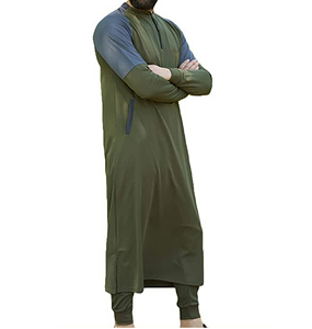 Ropa de thobe árabe para hombre, vestido Abaya de Arabia Saudita con bolsillos sólidos de manga larga, ropa islámica - Product Image 1