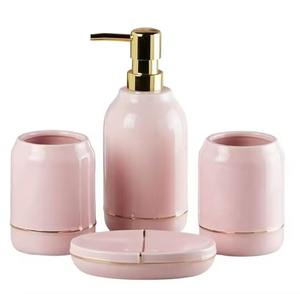 Conjunto de baño de silicona rosa de diseñador organizador minimalista moderno adecuado para regalo de inauguración de la casa boda y uso diario - Product Image 1