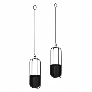 Juego de Macetas Colgantes de Metal Negro de Alta Calidad, Estilo Geométrico, Soportes para Plantas de Interior y Exterior para Decoración del Hogar y Jardín, en Oferta - Product Image 1