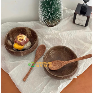 Good Vibes Only Handmade Coconut Shell Bowls Carved Bohemian Design Eco-Friendly Food Serving Stackable Lightweight - Product Image 3