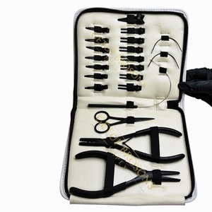 MATT BLACK Stainless Steel Hair Extension Tools Kit Pliers Micro <b>Rings</b> Loop Needles <b>Clips</b> Strong Hold - Product Image 5