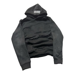 เสื้อฮู้ดดี้สตรีทแวร์ทรงใหญ่พิเศษ พิมพ์ลาย DTG ผ้าฝ้าย 100% ขอบดิบ ลุคทำเก่า กระเป๋า ซักแบบ Dirty Washing ทรงบ็อกซี่ สำหรับผู้ชาย - Product Image 4