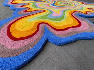 Tapis moderne fait main en laine et nylon NZ pour le salon et la chambre à coucher Tapis à poils coupés de haut luxe avec motif abstrait en coton - Product Image 3