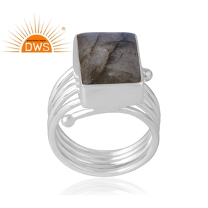 Hot selling 925 sterling silver natural <b>labradorite</b> gemstone <b>ring</b> custom jewelry manufacturer - Product Image 1