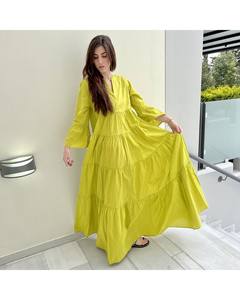 Vestido Maxi bohemio floral para mujer, verano, cuello en V, línea A, volantes, escalonados, manga larga, hasta el suelo, otoño Natural, Maxi largo para mujer - Product Image 2