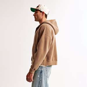 100% Cotton Zipper <b>Hoodie</b> cotton blended Oversized <b>Zip</b> <b>up</b> Men <b>Cropped</b> Boxy <b>Hoodie</b> Custom Print Offer - Product Image 4