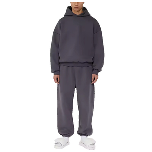 Venta caliente Streetwear Boxy Fit Joggers Mens Sweatsuit Baggy Thick Fleece Sportswear Chándales para hombres - Product Image 3