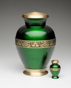 Urna de cremación de latón Premium Empire, estilo europeo, verde, duradera, ecológica, capacidad de 220 pulgadas cúbicas, elegante funeral conmemorativo - Product Image 1