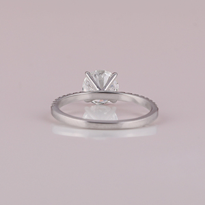 Anillo de Compromiso con Diamante Cultivado en Laboratorio de Corte Redondo, Engaste Pavé, Chapado en Oro Sólido de 14K, Estilo Clásico y Moderno de Lujo, Anillo de Regalo para Mujer - Product Image 3