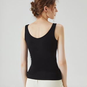 Casual Retro Square Neck Tank Top for Women Built-in Bra Camisole with U-Back Padded Undershirt for Summer Layering Outerwear - Product Image 5