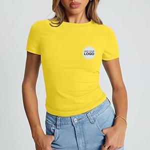 Camiseta regular de manga corta con cuello redondo para mujer, camisetas de algodón peinado de verano para mujer, camisetas - Product Image 1