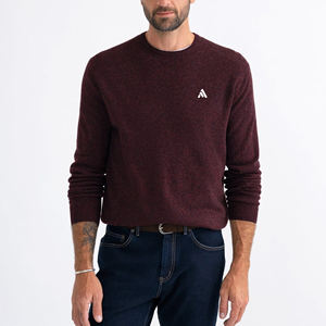 Pull en maille pour homme, col rond, manches longues, fin, 100% coton, respirant, pour l'hiver - Product Image 1