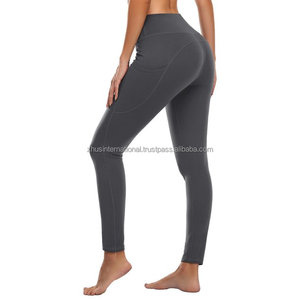 Buttery Soft High Waist Yoga Leggings for Women Stretch <b>Tummy</b> <b>Control</b> Running Tights with Side Pockets High Quality - Product Image 2