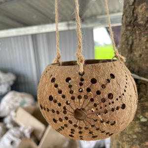 Portavelas de Arte de cáscara de coco ecológico hecho a mano, decoración única para el hogar y regalo de San Valentín, cuencos de coco impresos - Product Image 3