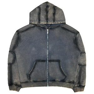 Ventes en gros de sweats à capuche pour hommes en tissu French Terry 100% coton, lavage à l'acide, logo personnalisé, sweats à capuche délavés au soleil pour hommes - Product Image 1