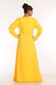Yellow embroidered georgette islamic <b>kaftan</b> - Product Image 2