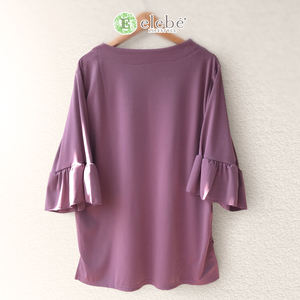 Fourniture mondiale de vêtements d'été de qualité supérieure Blouse décontractée à manches bouffantes Blouse violette brodée à bas prix - Product Image 3