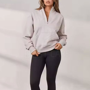 Sweat-shirt demi-zip pour femmes Pull avec col haut Léger Respirant Workout Top Sale - Product Image 4