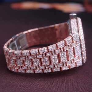 นาฬิกาควอตซ์เพชรสีโรสโกลด์ VVS Moissanite ประดับเพชร - Product Image 4