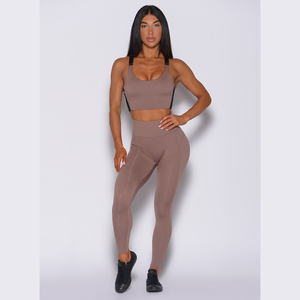 Nuevas mallas de cintura arrebatada de cacao sostenible, mallas de entrenamiento diario, mallas de cintura alta y ropa activa, mallas de gimnasio de moda para mujer - Product Image 5