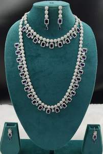 Lujo CZ Zirconia diamante corto y largo ambos collar con pendientes diamante aspecto joyería conjunto para regalo de boda fiesta elegante - Product Image 3