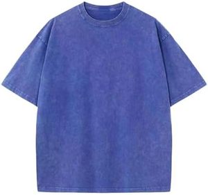 Camisetas holgadas de algodón de gran tamaño para hombre, ropa de calle informal de manga corta Vintage lavada, 100% algodón - Product Image 5