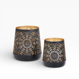 Set Of Three <b>Bronze</b> Finish Metal Votives <b>Candle</b> <b>Holders</b> With Elegant Scroll Cutwork Pattern - Product Image 6