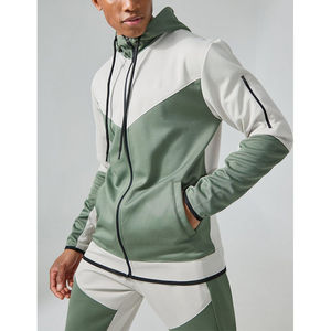 Ensemble de survêtement pour homme de haute qualité, tissé d'hiver, surdimensionné, uni, fermeture éclair, coton vert, cordon de serrage, streetwear, manches longues - Product Image 2